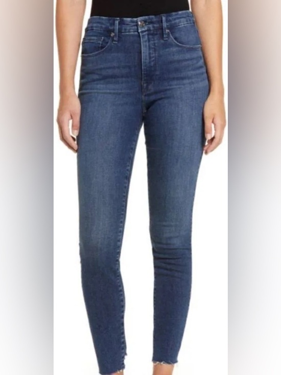 Good American Denim - Good American Good Legs Skinny Jeans High Rise Raw Hem Blue 4/27